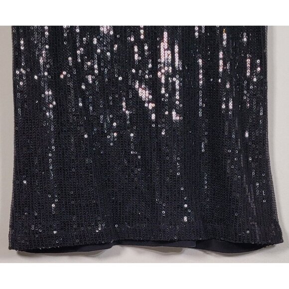 Apt 9 Shirt Women Petite Medium Black Tank Flashy Sequin Scoop Neck - Picture 3 of 6